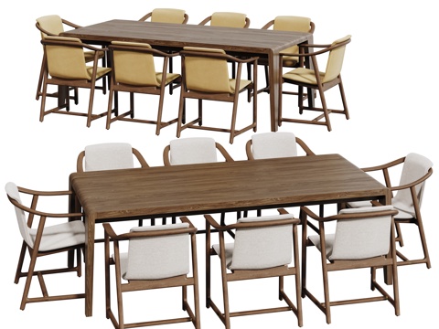 中古桌椅组合 餐桌组合 茶桌椅 长桌 休闲桌椅su模型
