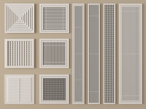  现代空调出风口 中央空调出风口 排风口 换气扇3d模型 