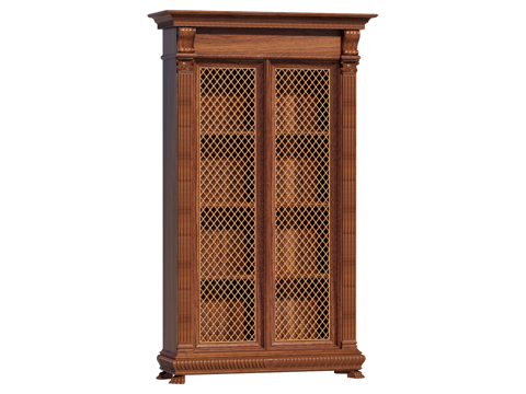 复古中古边柜装饰柜开放柜储物柜su模型