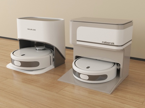 现代智能扫地机器人 拖地机 扫拖一体机su模型