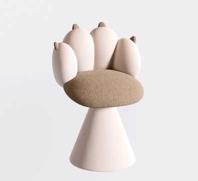 奶油风化妆椅 梳妆椅 休闲椅 化妆凳su模型