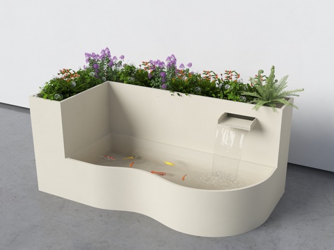  现代花坛 新中式庭院座椅 花坛座椅 户外休息座椅 庭院花坛3d模型 