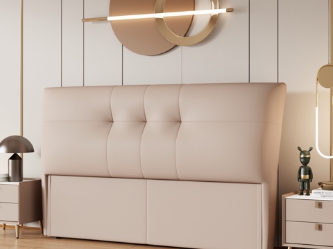  现代卧室 床头 双人床 床头柜3d模型 