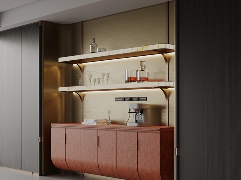  现代酒柜 餐边柜 酒架3d模型 