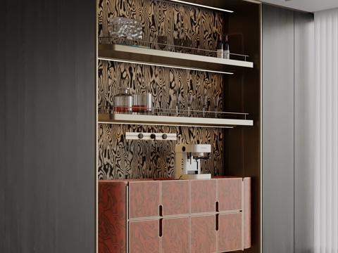 现代酒柜 餐边柜 酒架su模型