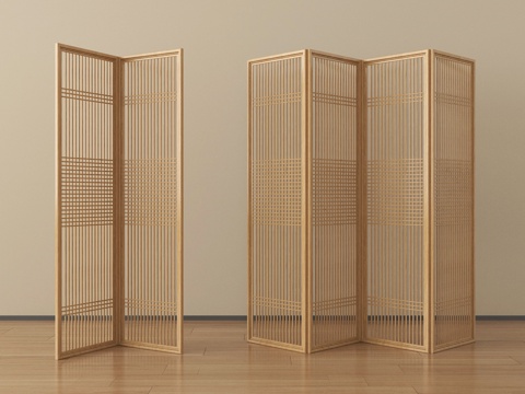 新中式屏风隔断 折叠屏风 花格屏风隔断su模型