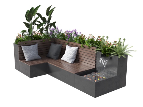  现代花坛 新中式庭院座椅 花坛座椅 户外休息座椅 庭院花坛3d模型 