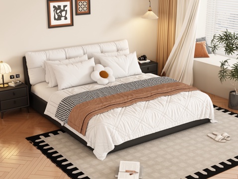  现代双人床 卧室3d模型 