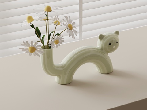 现代奶油风花瓶 装饰摆件3d模型 