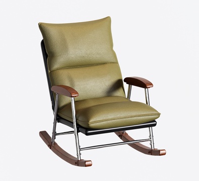 复古摇椅 中古休闲椅 摇摇椅 单人沙发su模型
