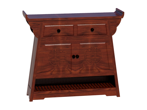 中式端景台案台条案su模型