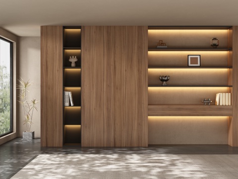  茶室背景墙3d模型 