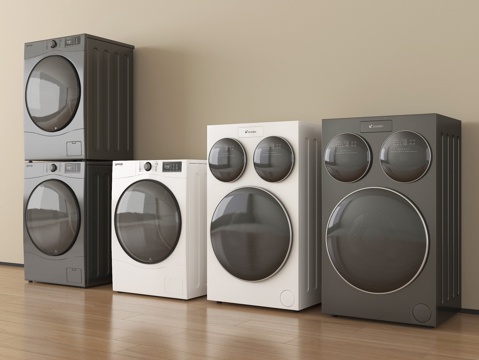  现代洗衣机 滚筒洗衣机 洗衣机烘干机3d模型 