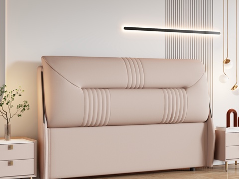  现代卧室 床头 双人床 床头柜3d模型 