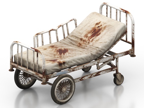  担架 可移动担架 病床 医院病床 复古病床 旧担架3d模型 