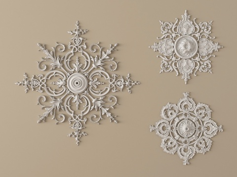  法式雕花灯盘 石膏构件3d模型 