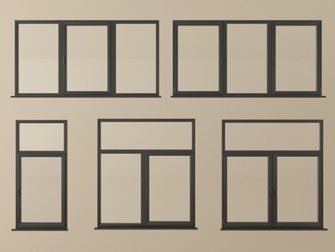  现代窗组合 平开窗 推拉窗 落地窗 阳台窗3d模型 