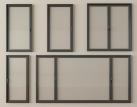 现代窗组合 平开窗 阳台窗 落地窗su模型