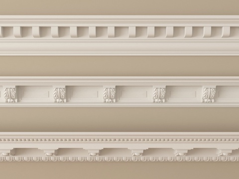 简欧石膏线 石膏构件 线条su模型