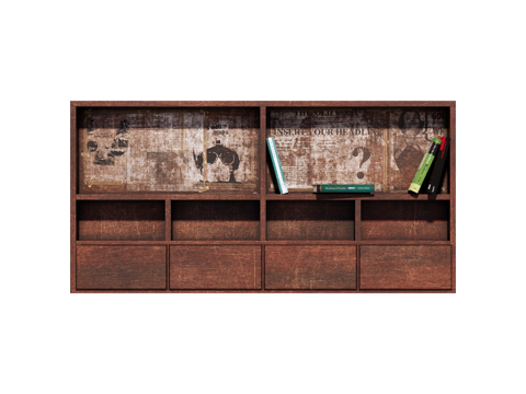 复古中古书架置物架su模型