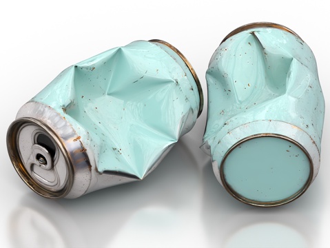  易拉罐 饮料罐 压扁的易拉罐 可乐易拉罐 废弃易拉罐3d模型 