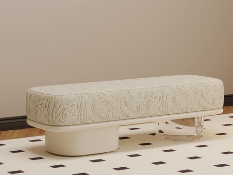  现代奶油风床尾凳 换鞋凳3d模型 