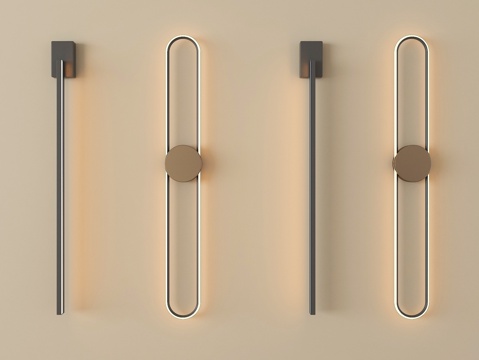 现代壁灯 金属壁灯 长条壁灯su模型