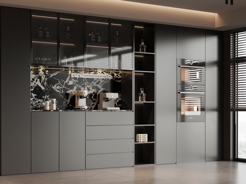  现代意式酒柜 餐边柜 橱柜3d模型 