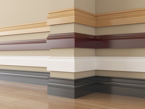  现代踢脚线 实木地脚线3d模型 