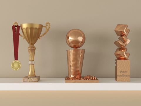 现代奖杯 奖牌 摆件su模型
