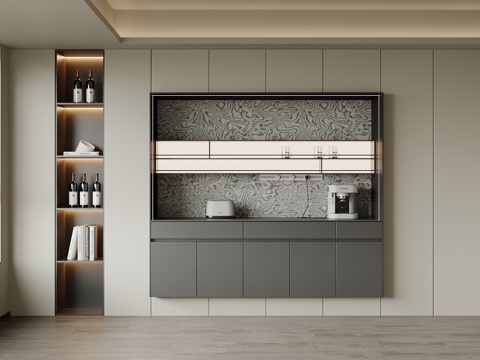 现代酒柜 书柜su模型