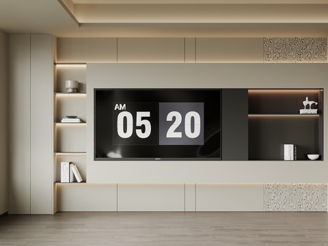  现代背景墙 电视背景墙3d模型 