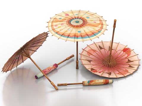  油纸伞 樱花伞 雨伞 古代伞 中式雨伞 中式伞 复古雨伞 古3d模型 