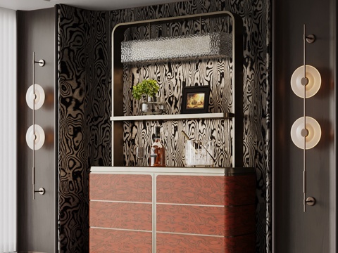 现代酒柜 酒架su模型