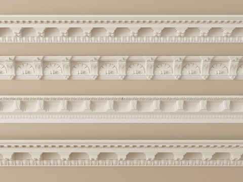  简欧石膏线 石膏构件 线条3d模型 