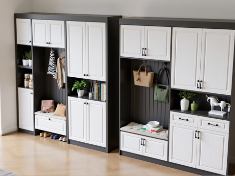 现代鞋柜组合su模型