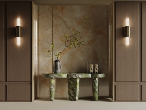 现代端景墙 背景墙 端景柜 边柜su模型