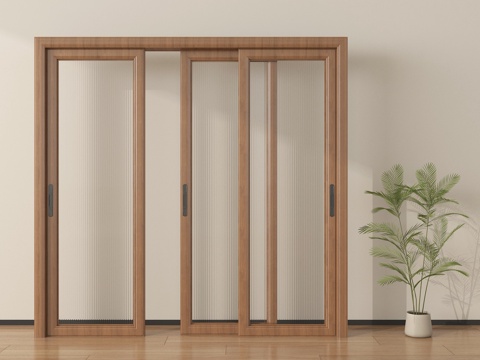  中古风长虹玻璃推拉门 阳台推拉门3d模型 