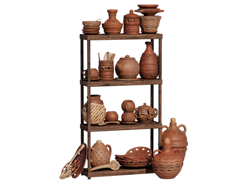  侘寂复古置物架su模型 