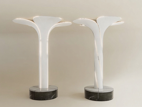  现代简约艺术落装饰灯 商场灯光构件 花瓣造型 流线型灯体 大su模型 