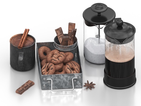  咖啡 咖啡饮料 咖啡机 咖啡杯 饮料机 厨房摆件 餐桌摆件3d模型 