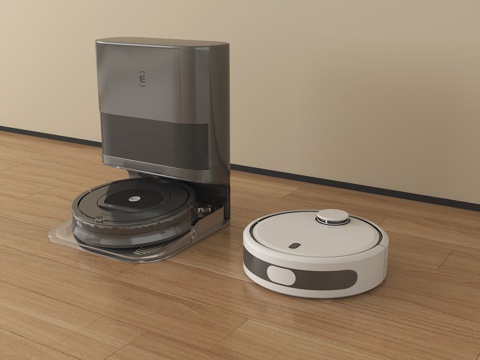 现代智能扫地机器人 拖地机 扫拖一体机su模型