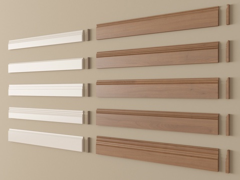 现代踢脚线 实木地脚线 角线 腰线su模型