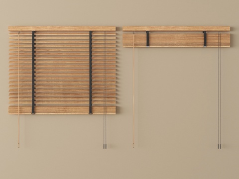  新中式窗帘 卷帘 竹帘 木百叶帘3d模型 