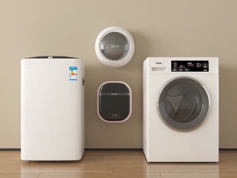  现代洗衣机 滚筒洗衣机 壁挂式洗衣机3d模型 