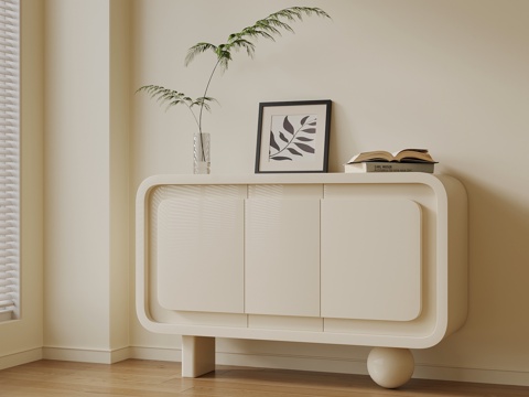  奶油风玄关柜 边柜3d模型 