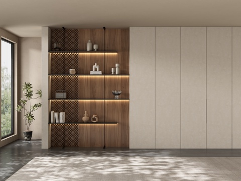  茶室背景墙3d模型 