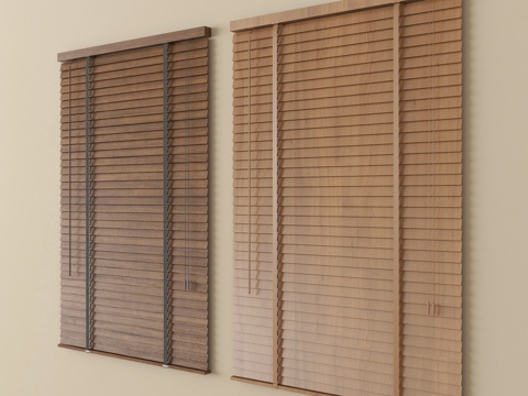  新中式窗帘 卷帘 竹帘 百叶帘3d模型 