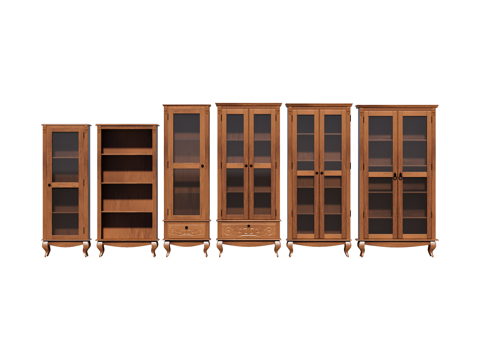 复古中古边柜装饰柜开放柜储物柜su模型