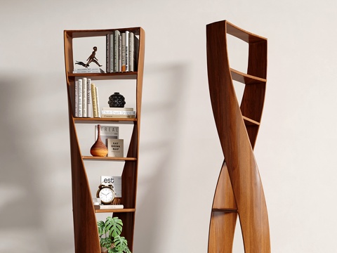  意式旋转书架 圆形置物架 收纳架 装饰架 展示架3d模型 